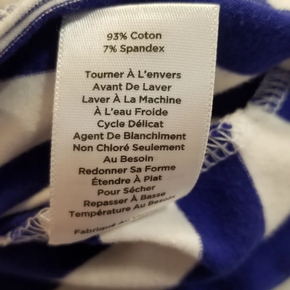Talbots Blue White Nautical Striped Pearl Beaded Top XS - Picture 8 of 10